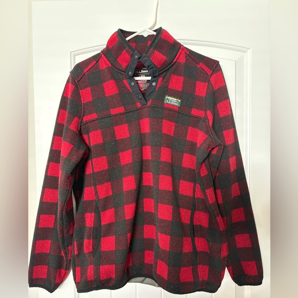 L.L. Bean Red and Black Checkered Pullover